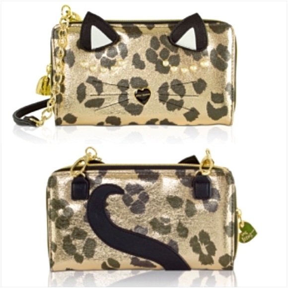 NWT Betsey Johnson Cheetah Kitty Crossbody Wallet - Picture 2 of 7
